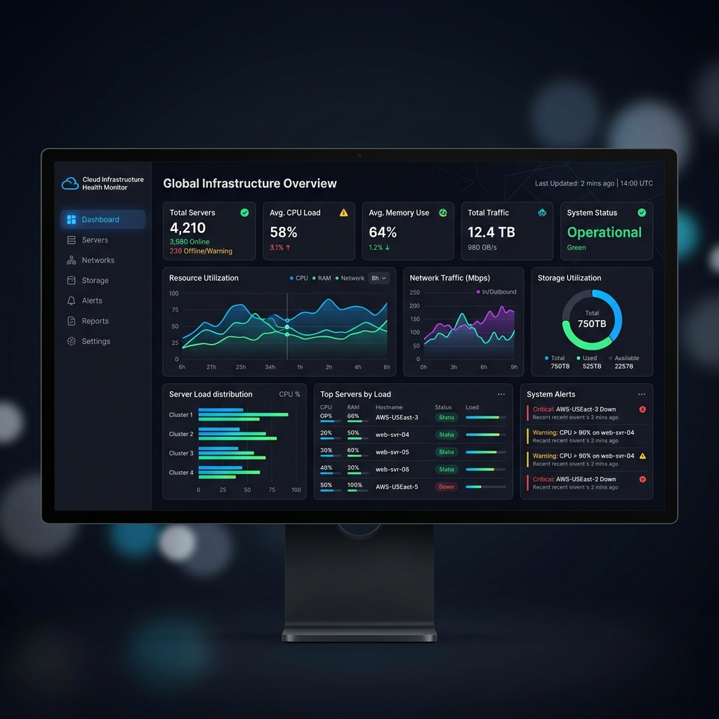 Tampilan dashboard infrastruktur Cloud Health Monitor